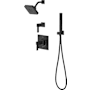 Pfister Verve Pressure Balance Shower Trim with Diverter, Square Multi-function Showerhead, 9" Shower Arm & Flange, Hand Shower Wand Drop ElbowithHook Matte Black
