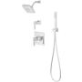 Pfister Verve Pressure Balance Shower Trim with Diverter, Square Multi-function Showerhead, 9" Shower Arm & Flange, Hand Shower Wand Drop ElbowithHook Polished Chrome