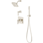Pfister Verve Pressure Balance Shower Trim with Diverter, Square Multi-function Showerhead, 9" Shower Arm & Flange, Hand Shower Wand Drop ElbowithHook Polished Nickel