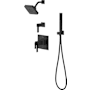 Pfister Verve Therm Shower & Diverter Trim with Square Multi-function Showerhead and Hand Shower Wand on Hook Matte Black