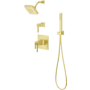 Pfister Verve Therm Shower & Diverter Trim with Square Multi-function Showerhead and Hand Shower Wand on Hook Brushed Gold