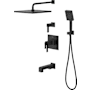 Pfister Verve Therm Tub/Shower & Diverter Trim with 10" Rainhead, 18" Straight Shower Arm & Flange, Multi-function Hand Shower Drop Elbow with Hook Matte Black