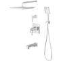 Pfister Verve Therm Tub/Shower & Diverter Trim with 10" Rainhead, 18" Straight Shower Arm & Flange, Multi-function Hand Shower Drop Elbow with Hook Polished Chrome
