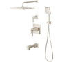 Pfister Verve Therm Tub/Shower & Diverter Trim with 10" Rainhead, 18" Straight Shower Arm & Flange, Multi-function Hand Shower Drop Elbow with Hook Polished Nickel