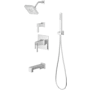 Pfister Verve Therm Tub/Shower & Diverter Trim with Square Multi-function Showerhead, 9" Shower Arm & Flange, Hand Shower Wand Drop Elbow with Hook Polished Chrome