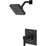 Pfister Verve Pressure Balance Shower with Square Multi-Function Showerhead, 9" Shower Arm & Flange Matte Black