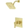 Pfister Verve Pressure Balance Shower with Square Multi-Function Showerhead, 9" Shower Arm & Flange Brushed Gold