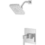 Pfister Verve Pressure Balance Shower with Square Multi-Function Showerhead, 9" Shower Arm & Flange Polished Chrome