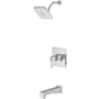 Pfister Verve Pressure Balance Tub & Shower Trim with Square Multi-Function Showerhead, 9" Shower Arm & Flange Polished Chrome
