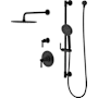 Pfister Winter Park Pressure Balance Shower & Diverter Trim with 10" Rainhead, 18" Straight Shower Arm & Flange, Multi-Function Hand Shower on Slidebar Kit SD Matte Black