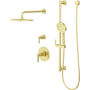 Pfister Winter Park Pressure Balance Shower & Diverter Trim with 10" Rainhead, 18" Straight Shower Arm & Flange, Multi-Function Hand Shower on Slidebar Kit Brushed Gold