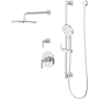 Pfister Winter Park Pressure Balance Shower & Diverter Trim with 10" Rainhead, 18" Straight Shower Arm & Flange, Multi-Function Hand Shower on Slidebar Kit Polished Chrome