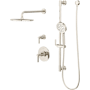 Pfister Winter Park Pressure Balance Shower & Diverter Trim with 10" Rainhead, 18" Straight Shower Arm & Flange, Multi-Function Hand Shower on Slidebar Kit Polished Nickel
