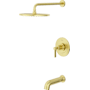 Pfister Winter Park Pressure Balance Tub/Shower Trim, Round 10" Rainhead, 18" Straight Shower Arm & Flange Brushed Gold
