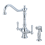 Pioneer Faucets Americana 1.5 GPM Single Hole Kitchen Faucet with 8-11/16" Reach Swivel Spout, 5-5/8" Side Spray, and Lever Handles Polished Chrome