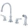 Pioneer Faucets Del Mar 1.5 GPM Widespread Kitchen Faucet with 8-1/16" Reach Swivel Spout, 5-5/16" Side Spray, and Lever Handles Polished Chrome