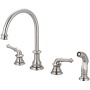 Pioneer Faucets Del Mar 1.5 GPM Widespread Kitchen Faucet with 8-1/16" Reach Swivel Spout, 5-5/16" Side Spray, and Lever Handles Brushed Nickel