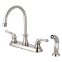 Pioneer Faucets Del Mar 1.5 GPM Standard Kitchen Faucet with 8-1/16" Reach Gooseneck Swivel Spout, 5-5/16" Brass Side Spray, and Lever Handles Brushed Nickel