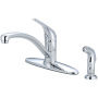 Pioneer Faucets Legacy 1.5 GPM Widespread Kitchen Faucet with 9-11/16" Reach Swivel Spout, 5-3/16" Brass Side Spray, and Lever Handle Polished Chrome