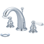 Pioneer Faucets Brentwood 1.2 GPM Widespread Bathroom Faucet with Porcelain Lever Handles, Brass Pop-Up Drain, and Spout and Valve Escutcheons Polished Chrome