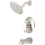 Pioneer Faucets i1 Tub and Shower Trim Package with 1.75 GPM Single Function Shower Head Brushed Nickel