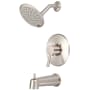 Pioneer Faucets i2 Tub and Shower Trim Package with 1.75 GPM Single Function Shower Head Brushed Nickel