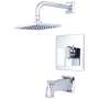 Pioneer Faucets Mod Tub and Shower Trim Package with 1.75 GPM Single Function Shower Head, and Diverter Tub Spout with Escutcheon Polished Chrome