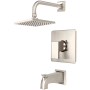 Pioneer Faucets Mod Tub and Shower Trim Package with 1.75 GPM Single Function Shower Head, and Diverter Tub Spout with Escutcheon Brushed Nickel