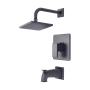Pioneer Faucets Mod Tub and Shower Trim Package with 1.75 GPM Single Function Shower Head, and Diverter Tub Spout with Escutcheon Matte Black