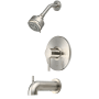 Pioneer Faucets Motegi Tub and Shower Trim Package with 1.75 GPM Multi Function Shower Head and Tub Spout Brushed Nickel