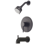 Pioneer Faucets Motegi Tub and Shower Trim Package with 1.75 GPM Multi Function Shower Head and Tub Spout Matte Black
