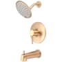 Pioneer Faucets Motegi Tub and Shower Trim Package with 1.75 GPM Multi Function Shower Head PVD Brushed Gold