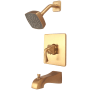 Pioneer Faucets Prenza Tub and Shower Trim Package with 1.75 GPM Single Function Shower Head and Diverter Tub Spout PVD Brushed Gold