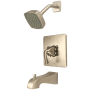 Pioneer Faucets Prenza Tub and Shower Trim Package with 1.75 GPM Single Function Shower Head and Diverter Tub Spout PVD Brushed Nickel