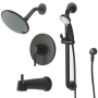 Pioneer Faucets Motegi Tub and Shower Trim Package with 1.75 GPM Multi Function Shower Head Matte Black