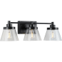 Progress Lighting Hinton 3 Light 7" Wide Bathroom Vanity Light Matte Black