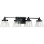 Progress Lighting Hinton 4 Light 7" Wide Bathroom Vanity Light Matte Black