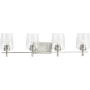 Progress Lighting Calais 4 Light 34" Wide Bathroom Vanity Light with Clear Glass Shades Brushed Nickel