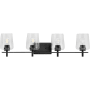 Progress Lighting Calais 4 Light 34" Wide Bathroom Vanity Light with Clear Glass Shades Matte Black