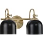 Progress Lighting Dalton 2 Light 15" Wide Bathroom Vanity Light with Metal Shades Vintage Brass