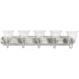 Progress Lighting Clear Glass 5 Light 36" Wide Bathroom Vanity Light Brushed Nickel