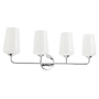 Progress Lighting Celino 4 Light 33" Wide Vanity Light with White Glass Polished Chrome