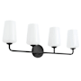 Progress Lighting Celino 4 Light 33" Wide Vanity Light with White Glass Black