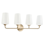 Progress Lighting Celino 4 Light 33" Wide Vanity Light with White Glass Champagne Bronze