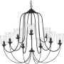 Progress Lighting Bowman 9 Light 37" Wide Taper Candle Chandelier Matte Black
