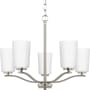 Progress Lighting Adley 5 Light 23" Wide Chandelier with Etched Opal Glass Shades Brushed Nickel