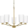 Progress Lighting Adley 5 Light 23" Wide Chandelier with Etched Opal Glass Shades Satin Brass