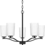 Progress Lighting Adley 5 Light 23" Wide Chandelier with Etched Opal Glass Shades Matte Black