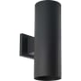 Progress Lighting 5IN CYL RNDS 2 Light 14" Tall LED Outdoor Wall Sconce with Integrated LEDs Black