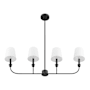 Prominence Home Billet 4 Light 37" Wide Linear Chandelier with Cotton Shades Matte Black